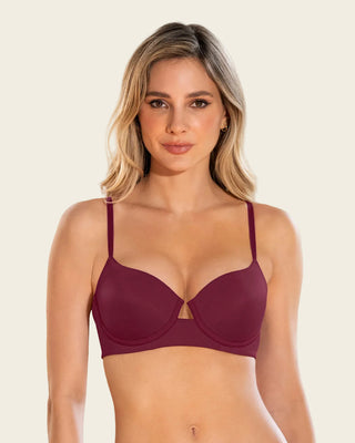 Sujetador de push up alto con escote profundo#color_240-vino