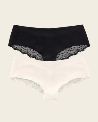 Paquete x 2 panties cacheteros descaderados con encaje#color_s39-perla-negro
