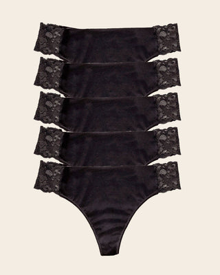 Paquete x 5 tangas invisibles con toques de encaje en laterales#color_700-negro